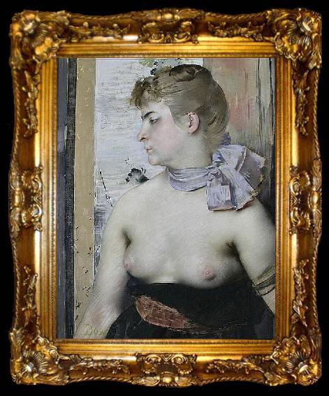 framed  Henri-Lucien Doucet Jeune fille au ruban, ta009-2